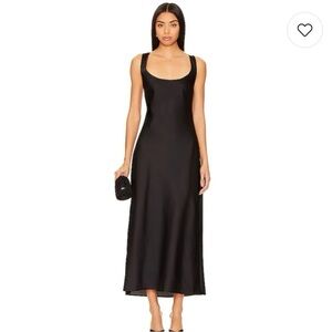 Show Me Your MuMu Serenade Slip Dress in Black Luxe Satin Size XS